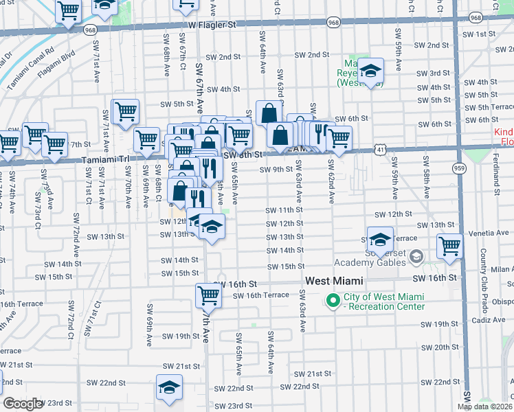 map of restaurants, bars, coffee shops, grocery stores, and more near 8000 Southwest 210th Street in Cutler Bay