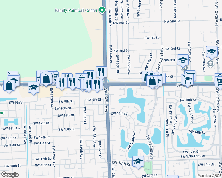 map of restaurants, bars, coffee shops, grocery stores, and more near in Miami-Dade County