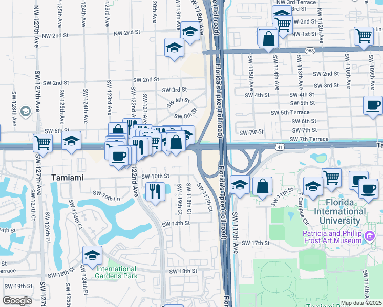 map of restaurants, bars, coffee shops, grocery stores, and more near 1675 Florida 90 in Miami