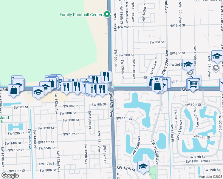map of restaurants, bars, coffee shops, grocery stores, and more near in Miami-Dade County