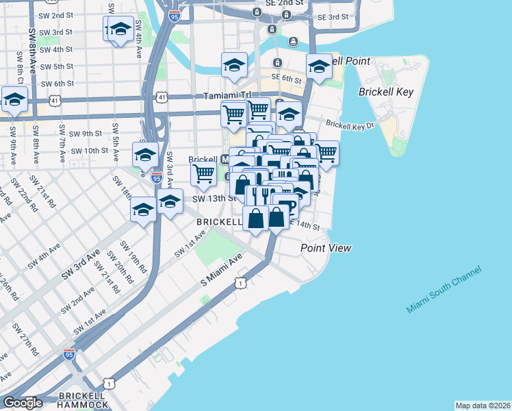 map of restaurants, bars, coffee shops, grocery stores, and more near 1333 South Miami Avenue in Miami
