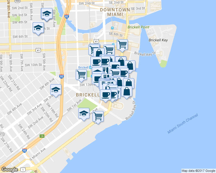 map of restaurants, bars, coffee shops, grocery stores, and more near 1333 South Miami Avenue in Miami