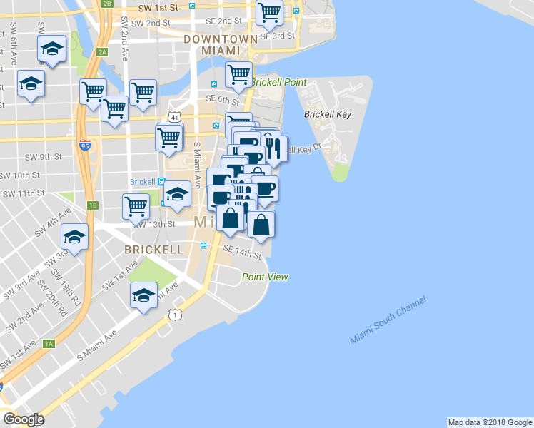map of restaurants, bars, coffee shops, grocery stores, and more near 655 Southwest 19th Road in Miami