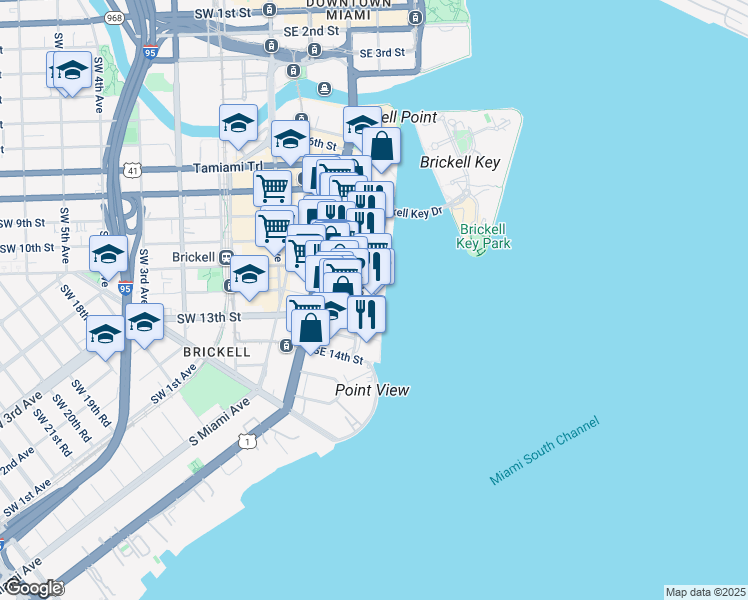 map of restaurants, bars, coffee shops, grocery stores, and more near 655 Southwest 19th Road in Miami