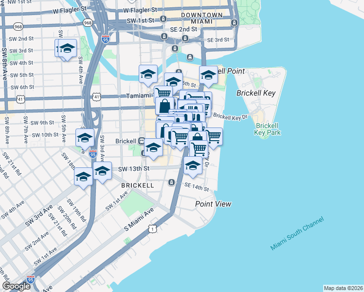 map of restaurants, bars, coffee shops, grocery stores, and more near None in Miami