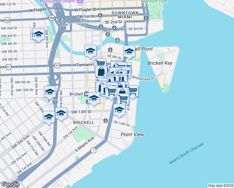 map of restaurants, bars, coffee shops, grocery stores, and more near in Miami