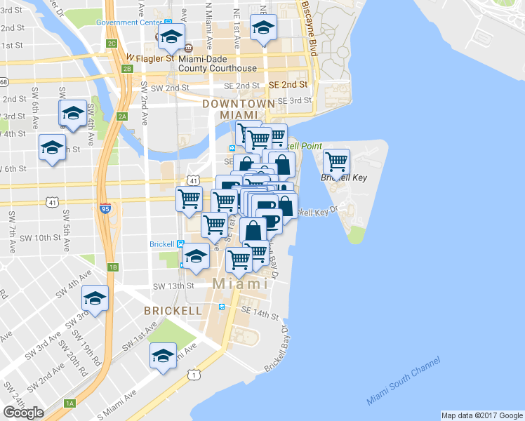 map of restaurants, bars, coffee shops, grocery stores, and more near in Miami