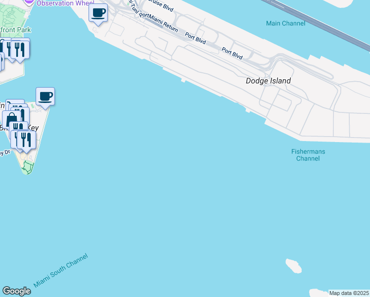 map of restaurants, bars, coffee shops, grocery stores, and more near Australia Way in Miami