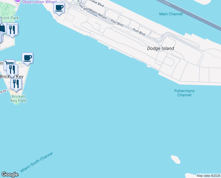 map of restaurants, bars, coffee shops, grocery stores, and more near Australia Way in Miami