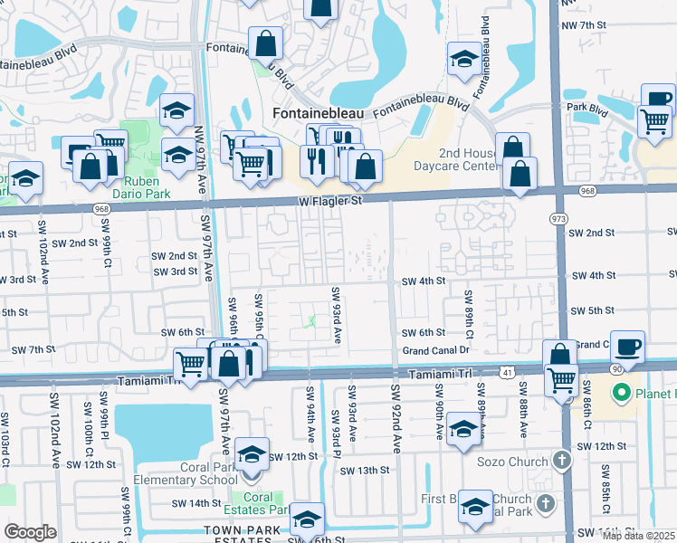 map of restaurants, bars, coffee shops, grocery stores, and more near 321 Southwest 4th Street in Miami