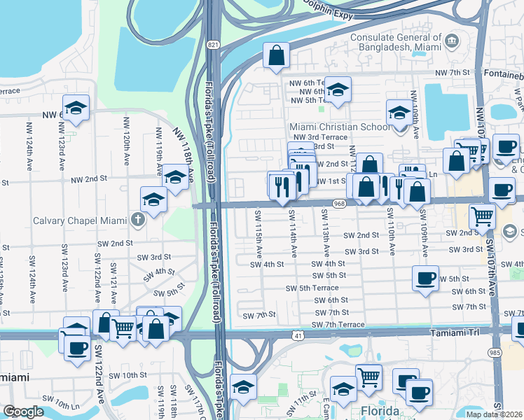 map of restaurants, bars, coffee shops, grocery stores, and more near in Sweetwater