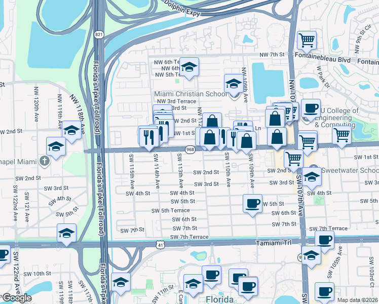 map of restaurants, bars, coffee shops, grocery stores, and more near in Sweetwater