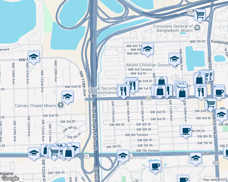 map of restaurants, bars, coffee shops, grocery stores, and more near in Sweetwater