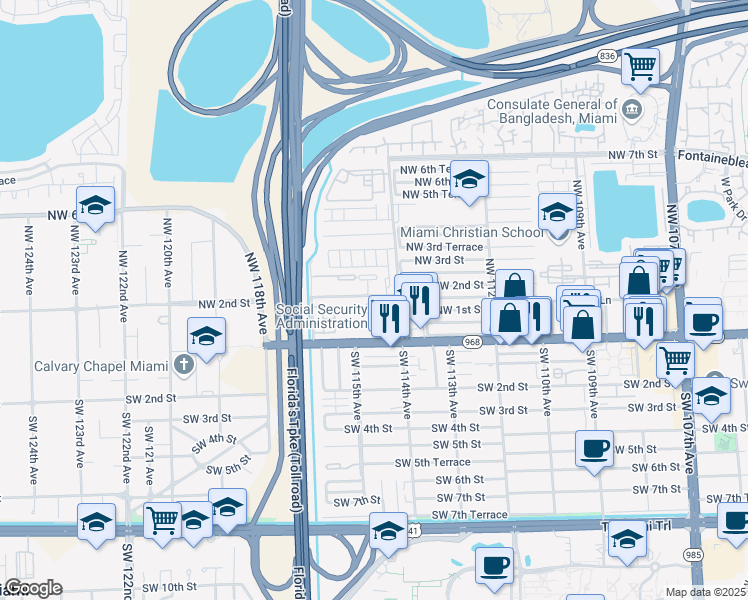 map of restaurants, bars, coffee shops, grocery stores, and more near in Sweetwater