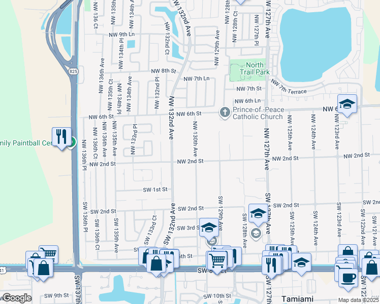 map of restaurants, bars, coffee shops, grocery stores, and more near 220 Northwest 130th Avenue in Miami