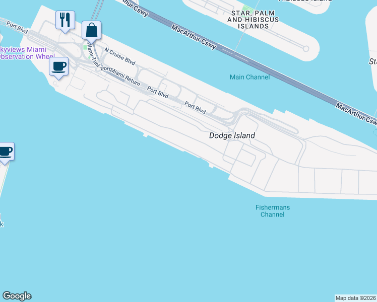 map of restaurants, bars, coffee shops, grocery stores, and more near Australia Way in Miami