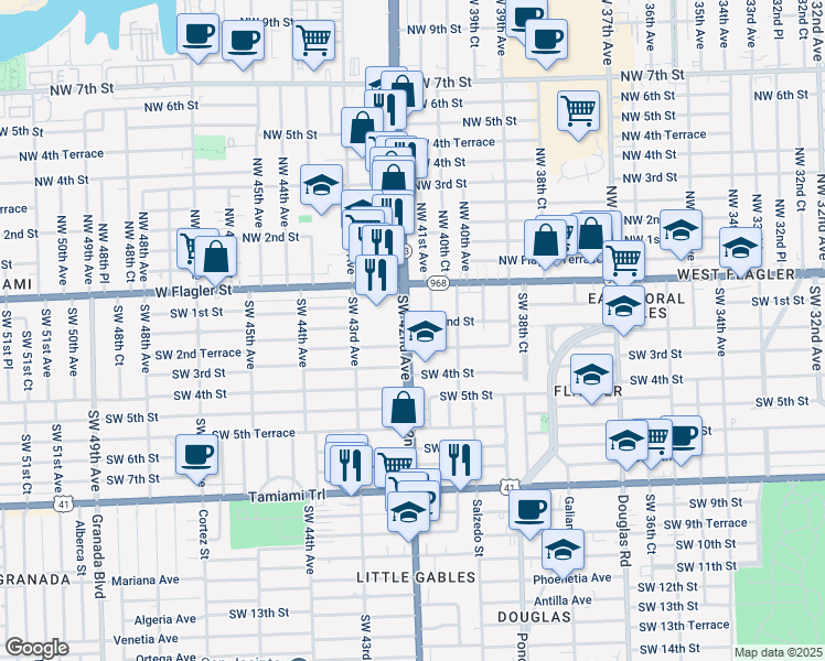 map of restaurants, bars, coffee shops, grocery stores, and more near 215 Florida 953 in Miami