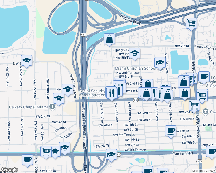map of restaurants, bars, coffee shops, grocery stores, and more near in Sweetwater