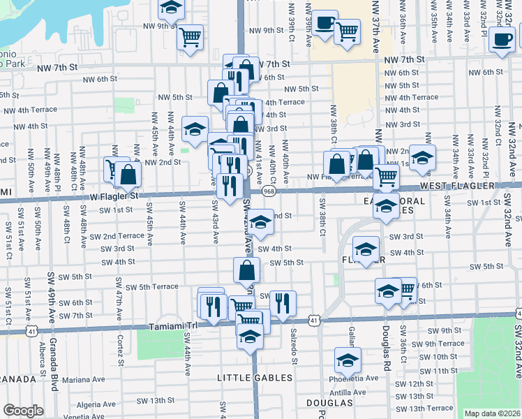 map of restaurants, bars, coffee shops, grocery stores, and more near 215 Florida 953 in Miami