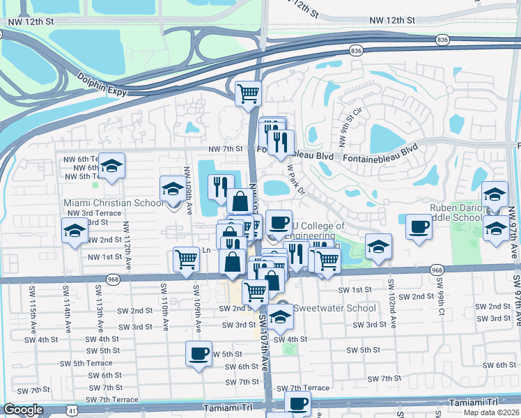 map of restaurants, bars, coffee shops, grocery stores, and more near in Fontainebleau