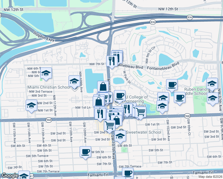 map of restaurants, bars, coffee shops, grocery stores, and more near in Fontainebleau