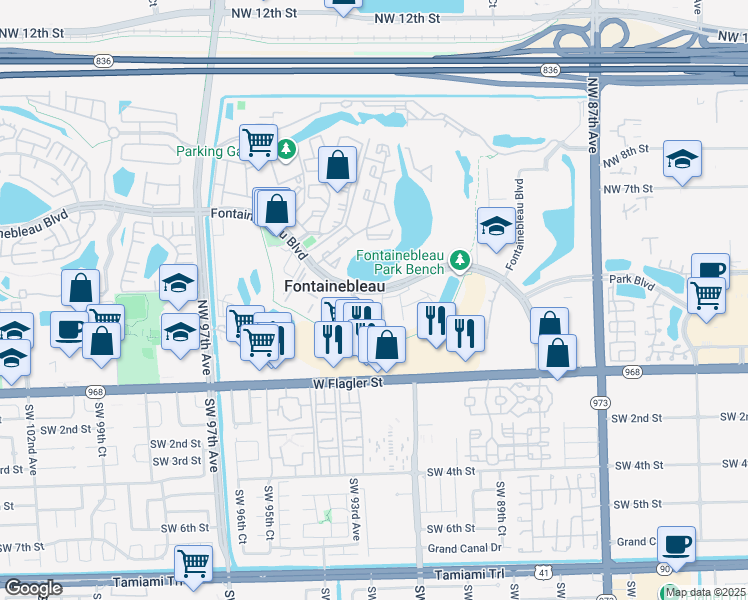 map of restaurants, bars, coffee shops, grocery stores, and more near in Fontainebleau