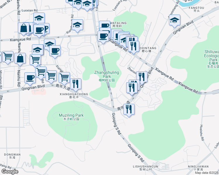 map of restaurants, bars, coffee shops, grocery stores, and more near Guo Qing Nan Lu in Chen Zhou Shi