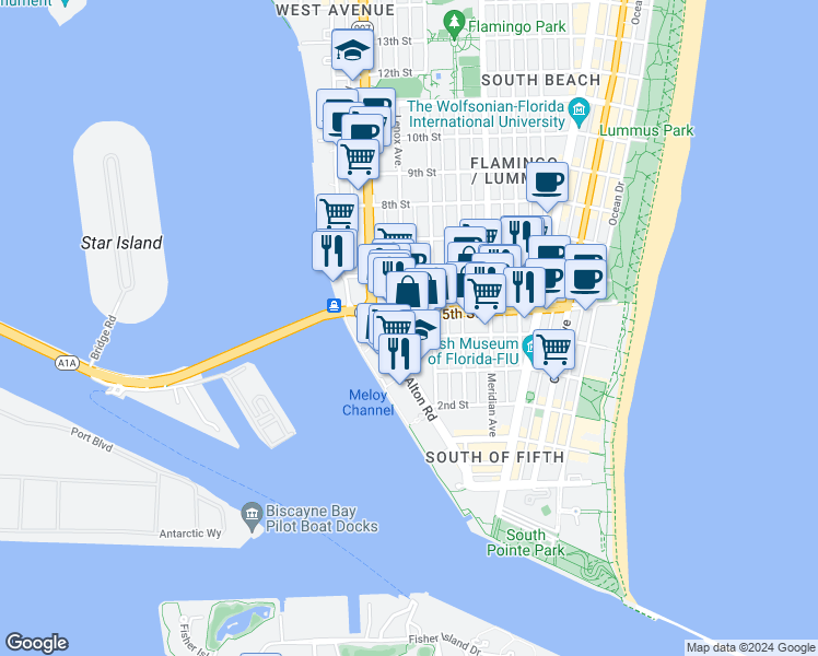 map of restaurants, bars, coffee shops, grocery stores, and more near 429 Lenox Avenue in Miami Beach
