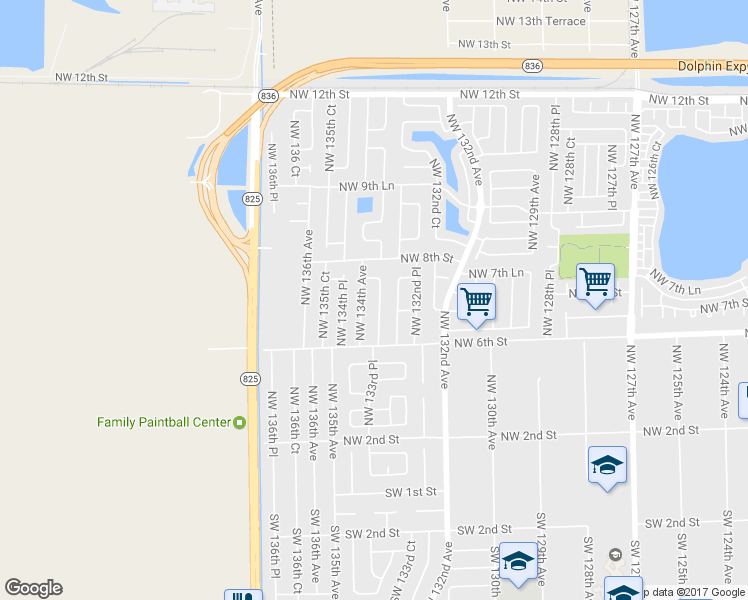 map of restaurants, bars, coffee shops, grocery stores, and more near 730 Northwest 133rd Court in Miami