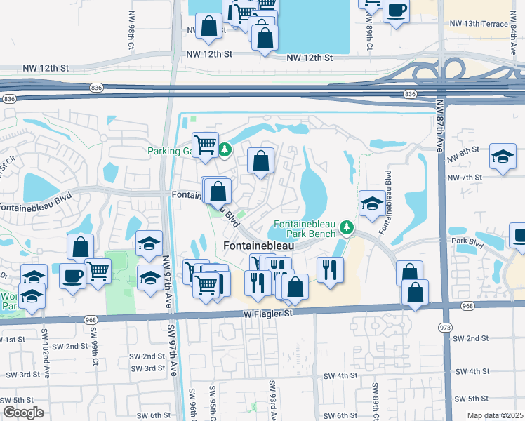 map of restaurants, bars, coffee shops, grocery stores, and more near 159 Northwest 87th Avenue in Miami