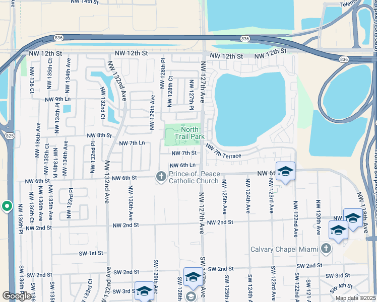 map of restaurants, bars, coffee shops, grocery stores, and more near 695 Northwest 127th Court in Miami