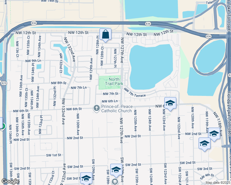 map of restaurants, bars, coffee shops, grocery stores, and more near 700 Northwest 127th Court in Miami