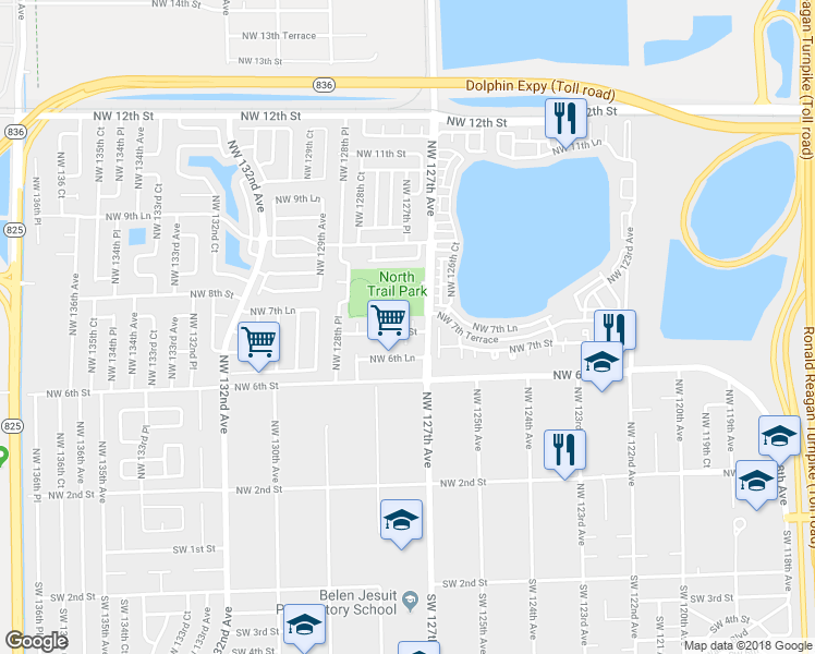 map of restaurants, bars, coffee shops, grocery stores, and more near 700 Northwest 127th Court in Miami