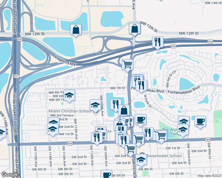 map of restaurants, bars, coffee shops, grocery stores, and more near in Fontainebleau