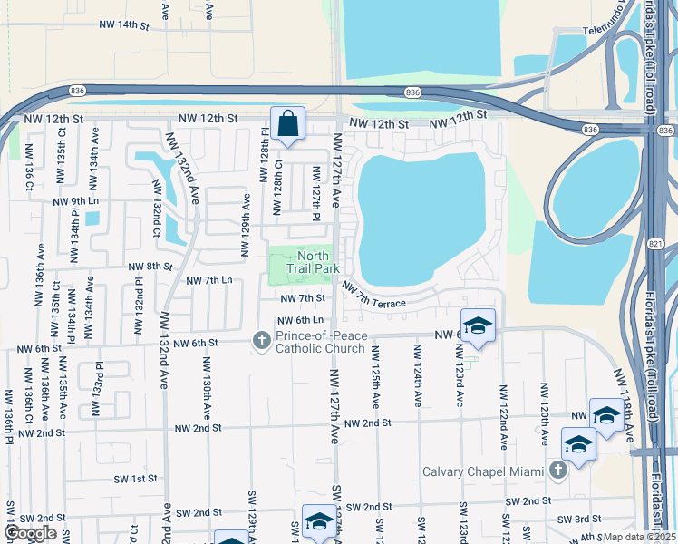 map of restaurants, bars, coffee shops, grocery stores, and more near 12693 Northwest 7th Lane in Miami