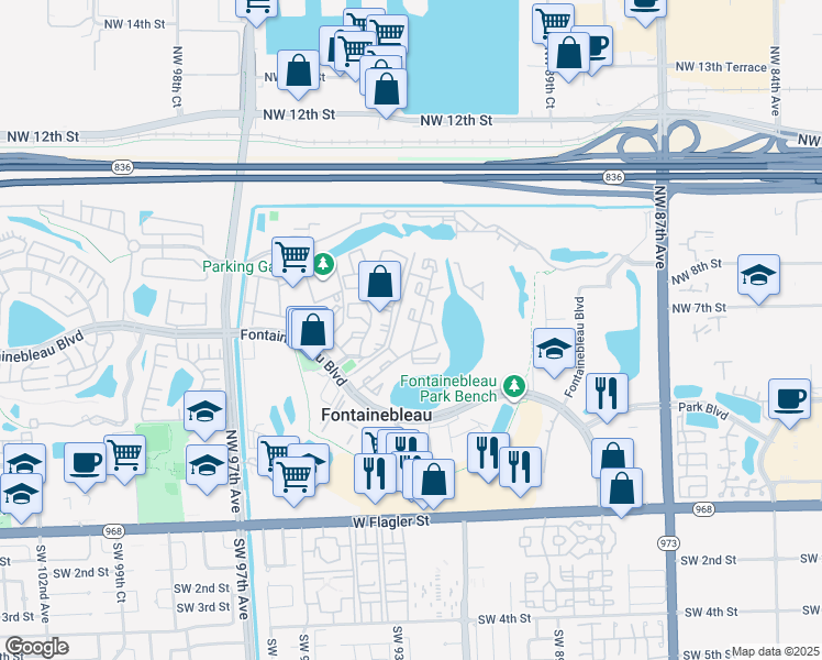 map of restaurants, bars, coffee shops, grocery stores, and more near 623 Northwest 87th Avenue in Miami