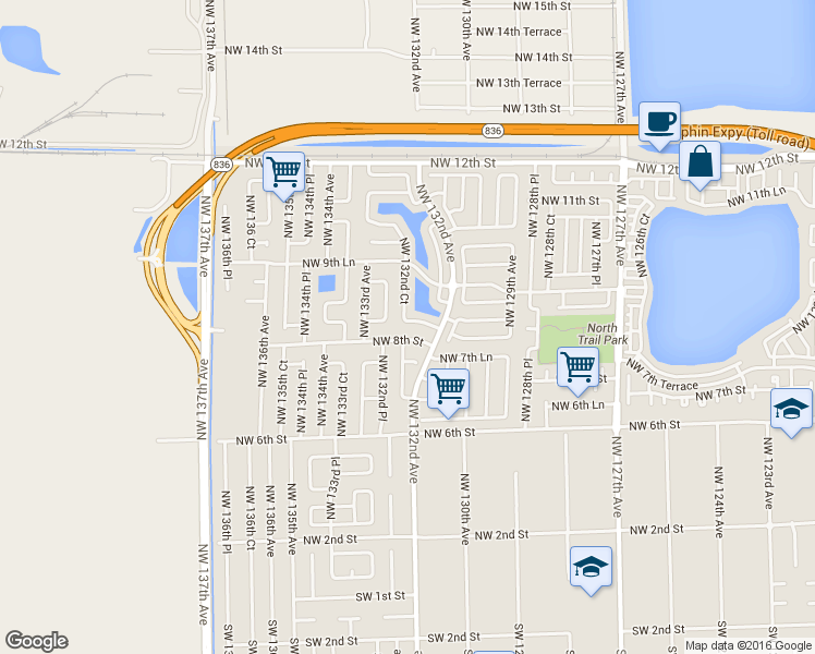 map of restaurants, bars, coffee shops, grocery stores, and more near 13214 Northwest 8th Street in Miami
