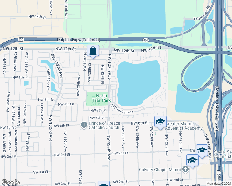 map of restaurants, bars, coffee shops, grocery stores, and more near 855 Northwest 126th Court in Miami