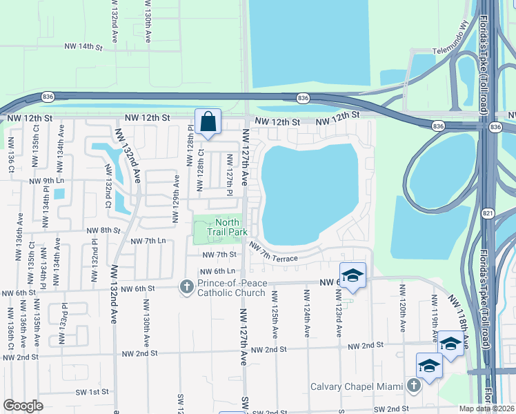 map of restaurants, bars, coffee shops, grocery stores, and more near 855 Northwest 126th Court in Miami