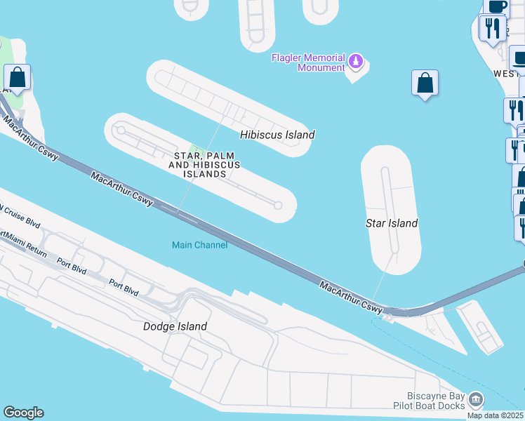 map of restaurants, bars, coffee shops, grocery stores, and more near 40 Palm Avenue in Miami Beach