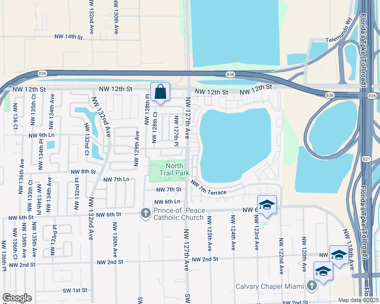 map of restaurants, bars, coffee shops, grocery stores, and more near 855 Northwest 126th Court in Miami