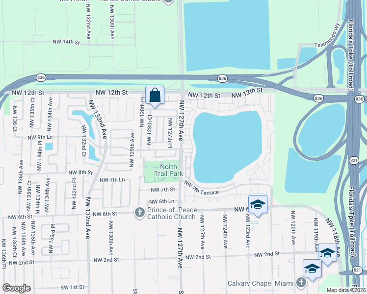 map of restaurants, bars, coffee shops, grocery stores, and more near 855 Northwest 126th Court in Miami