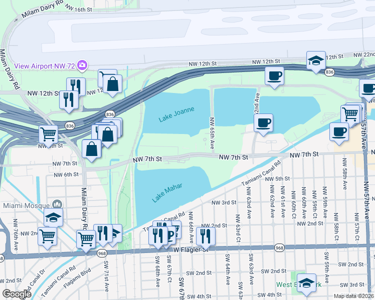 map of restaurants, bars, coffee shops, grocery stores, and more near in Miami-Dade County