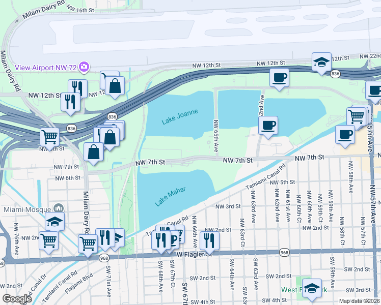 map of restaurants, bars, coffee shops, grocery stores, and more near in Miami-Dade County