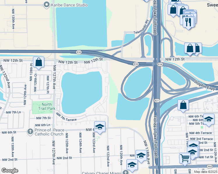 map of restaurants, bars, coffee shops, grocery stores, and more near 935 Northwest 123rd Avenue in Miami