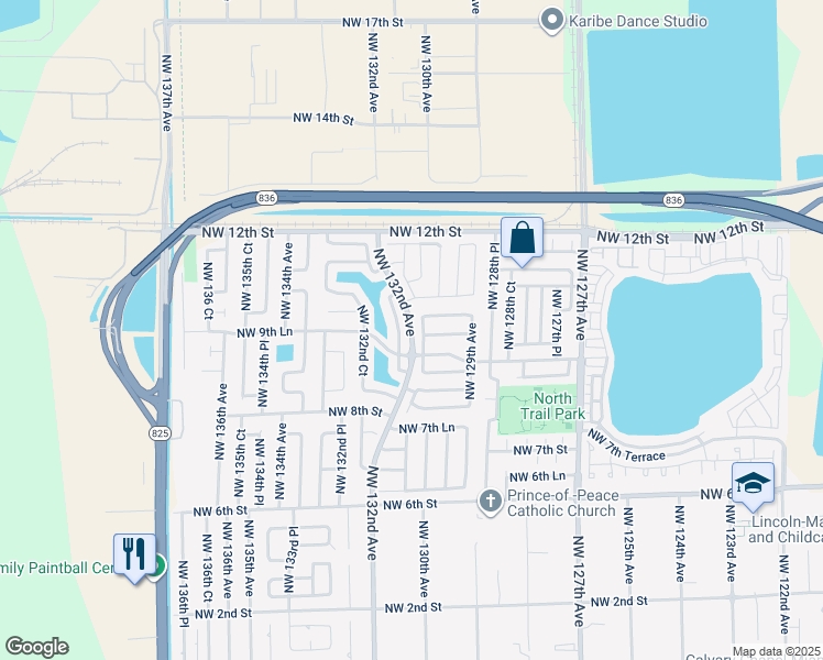 map of restaurants, bars, coffee shops, grocery stores, and more near 937 Northwest 132nd Avenue in Miami
