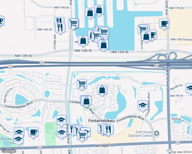 map of restaurants, bars, coffee shops, grocery stores, and more near 941 Northwest 97th Avenue in Miami