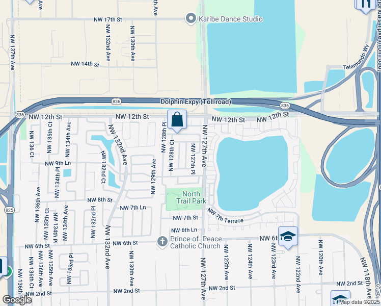map of restaurants, bars, coffee shops, grocery stores, and more near 961 Northwest 127th Place in Miami