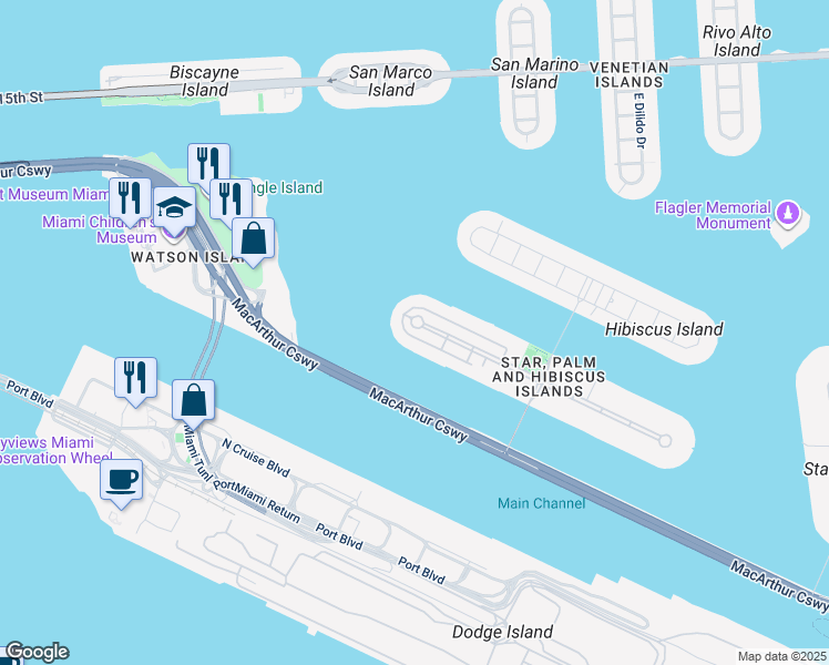 map of restaurants, bars, coffee shops, grocery stores, and more near 312 Palm Avenue in Miami Beach
