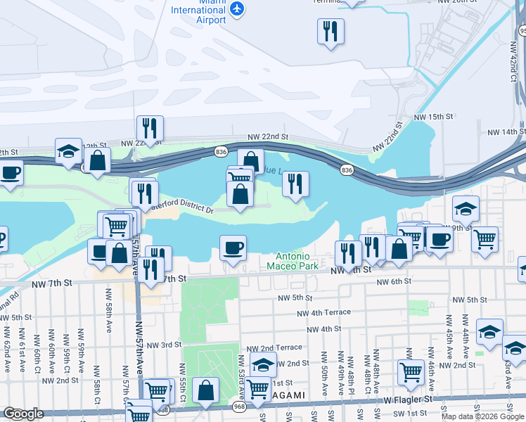 map of restaurants, bars, coffee shops, grocery stores, and more near in Miami-Dade County